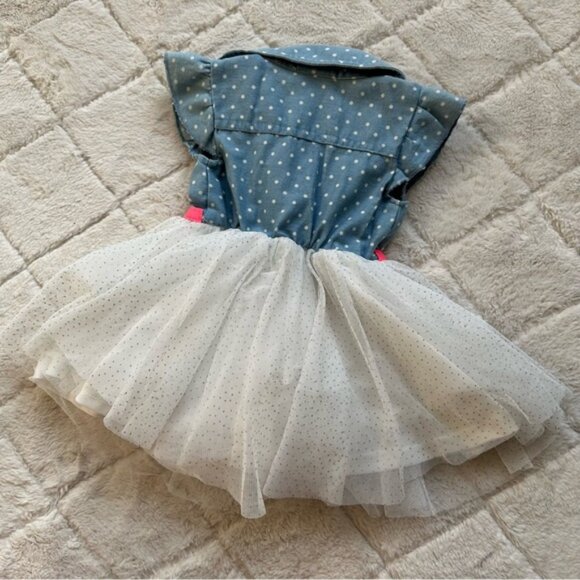 Girls Rule | Chambray Polka Dot & Tulle Twirl Dress | Size 12 Months - Picture 7 of 9